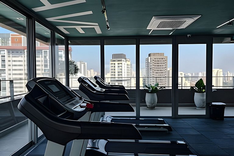 Praticidade | Studio com Piscina Rooftop e Sauna