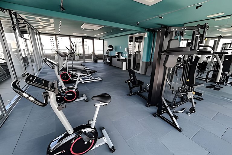 Praticidade | Studio com Piscina Rooftop e Sauna