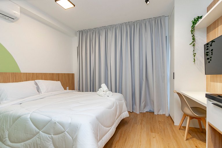 Studio Charmoso com Piscina Rooftop