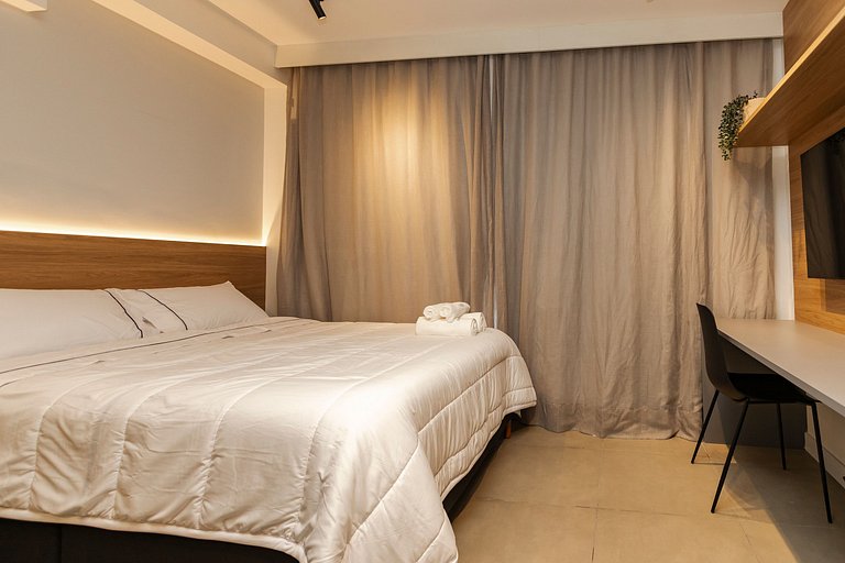 Studio Charmoso com Piscina Rooftop