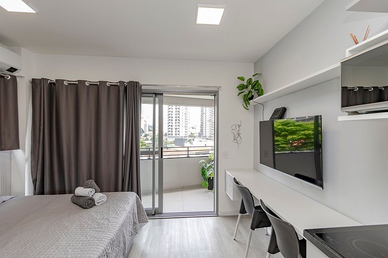 Conforto | Studio com Piscina Rooftop e Sauna