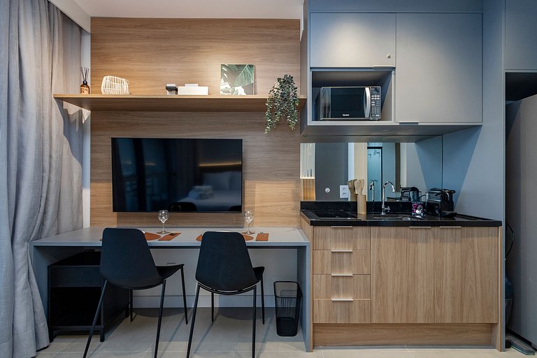 Studio Charmoso com Piscina Rooftop