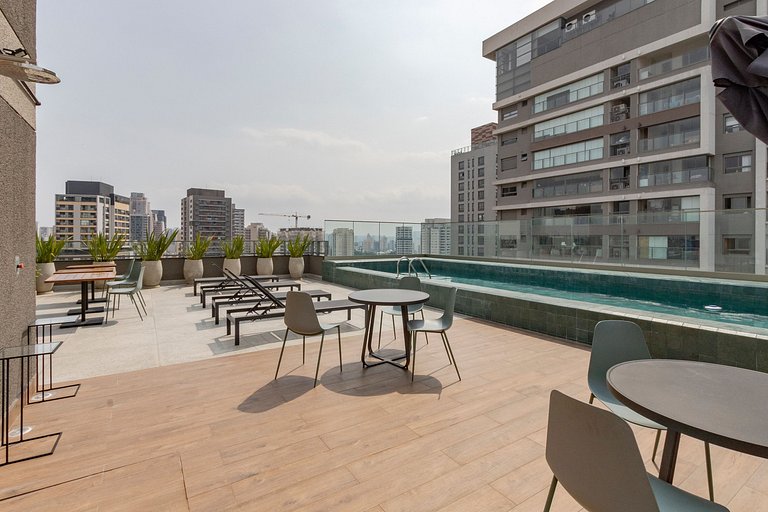 Conforto | Studio com Piscina Rooftop e Sauna