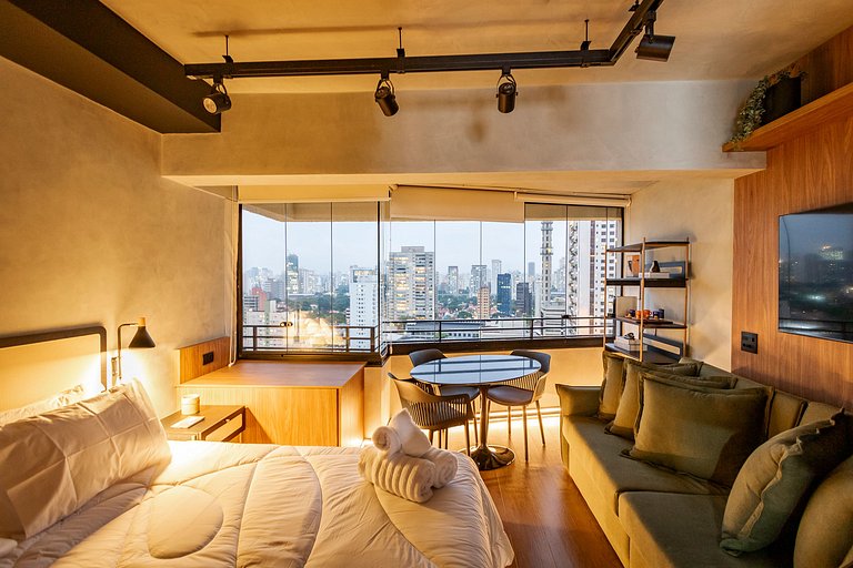 Studio Charmoso com Piscina Rooftop