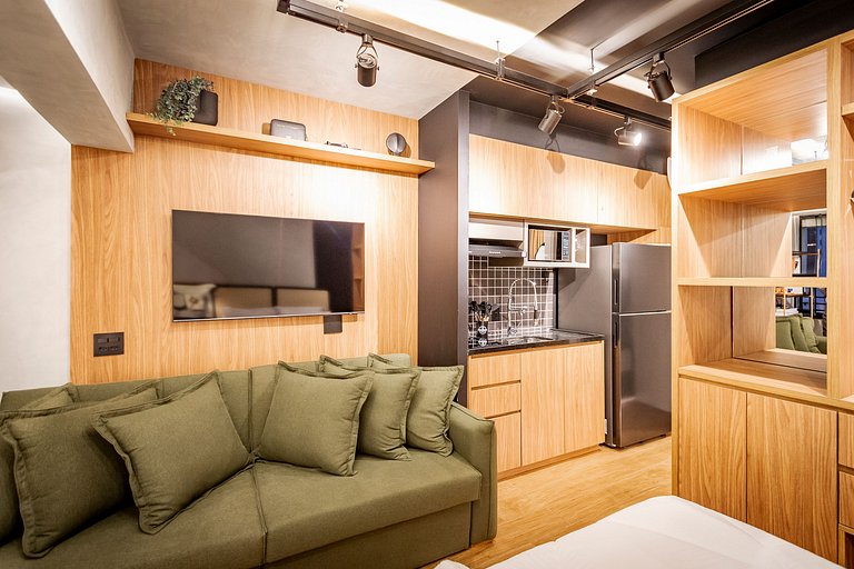 Studio Charmoso com Piscina Rooftop