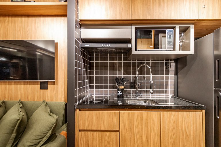 Studio Charmoso com Piscina Rooftop