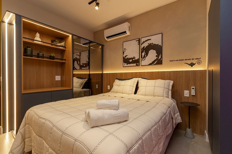 Studio Charmoso com Piscina Rooftop