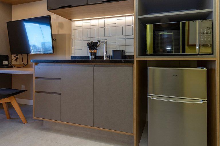 Studio Charmoso com Piscina Rooftop