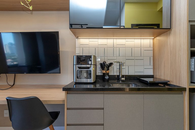 Studio Charmoso com Piscina Rooftop