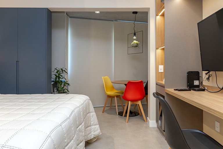 Studio Charmoso com Piscina Rooftop