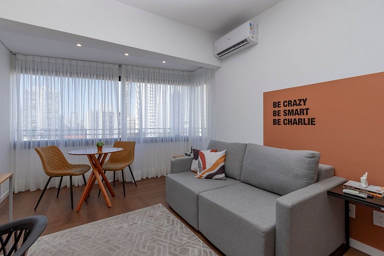 Studio Charmoso com Piscina Rooftop