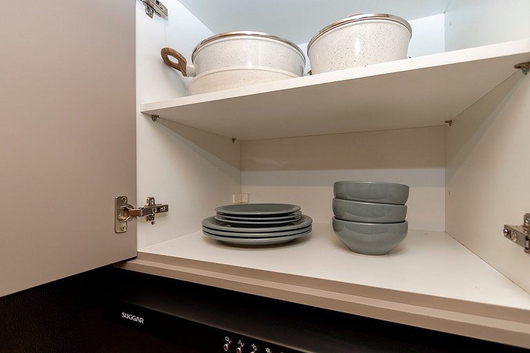 Belo Studio c/ mezanino em Moema | Piscina Rooftop