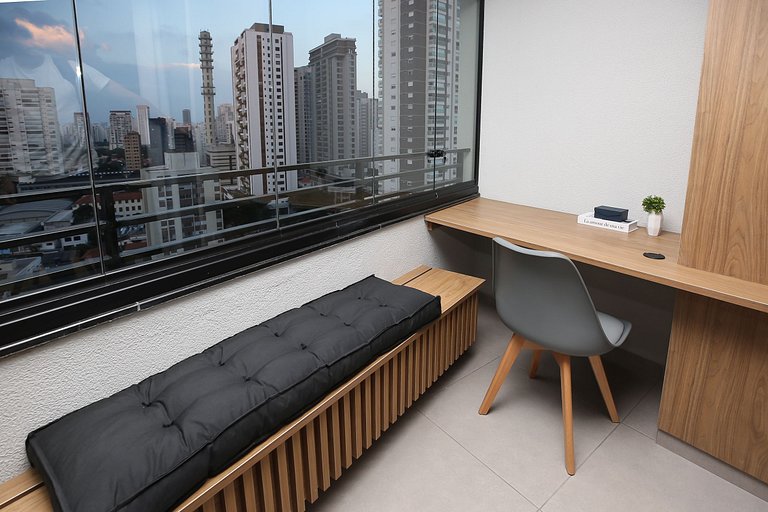 Studio Charmoso com Piscina Rooftop