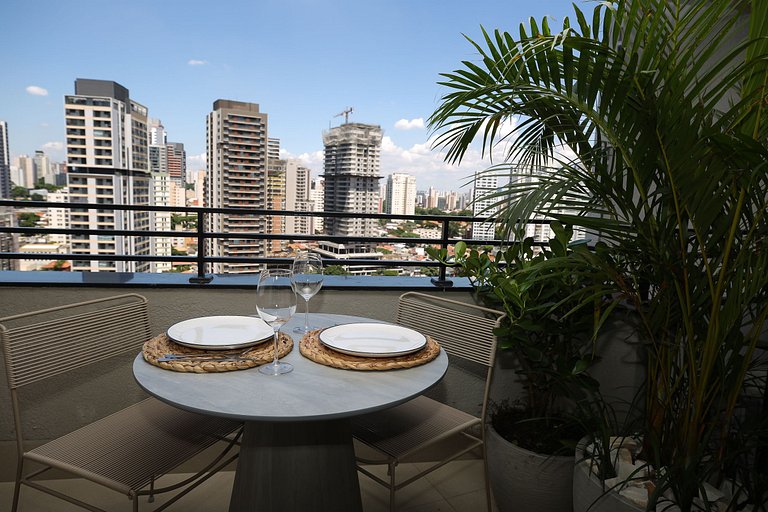 Studio Charmoso com Piscina Rooftop