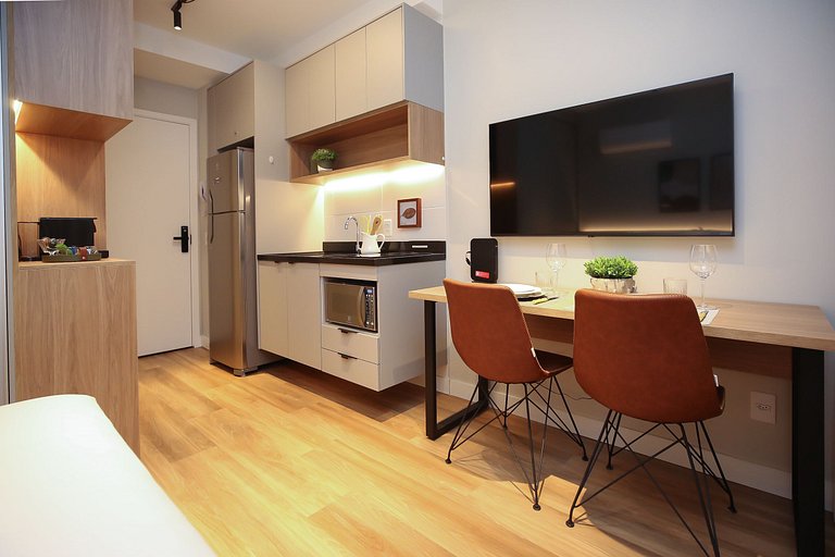 Studio Charmoso com Piscina Rooftop