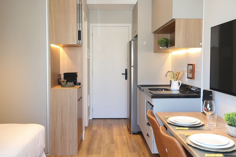 Studio Charmoso com Piscina Rooftop