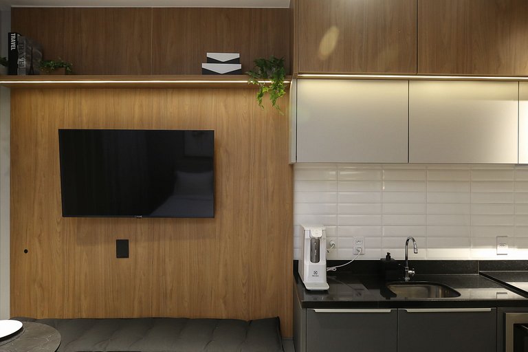 Studio Charmoso com Piscina Rooftop