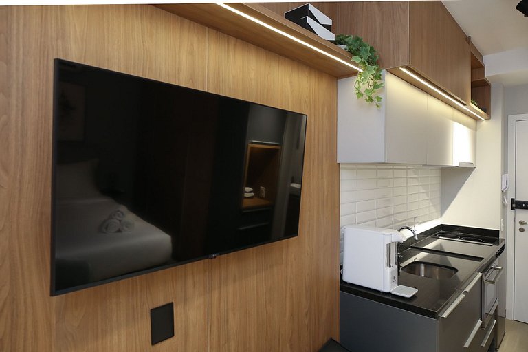 Studio Charmoso com Piscina Rooftop