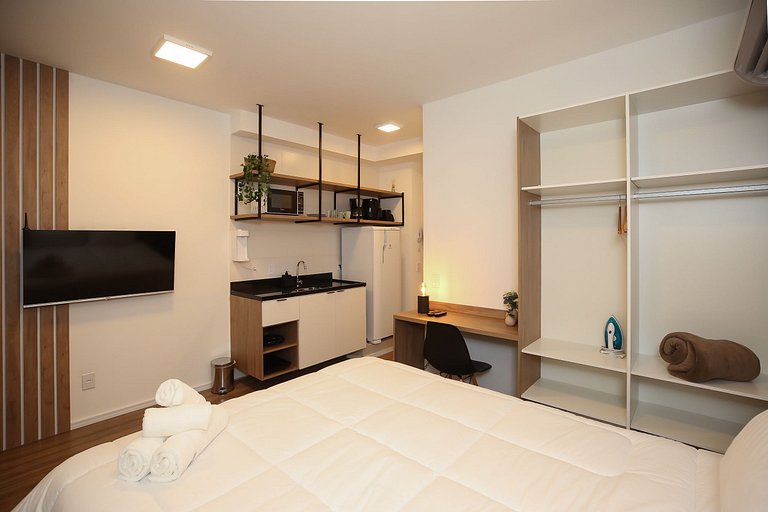 Studio Charmoso com Piscina Rooftop