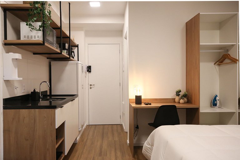 Studio Charmoso com Piscina Rooftop