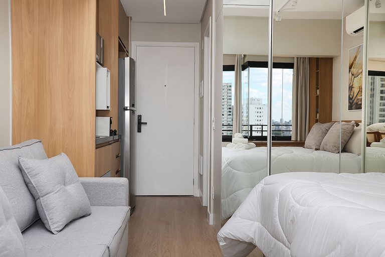 Studio Charmoso com Piscina Rooftop