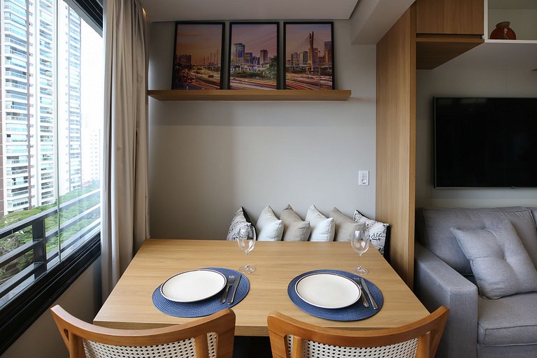 Studio Charmoso com Piscina Rooftop