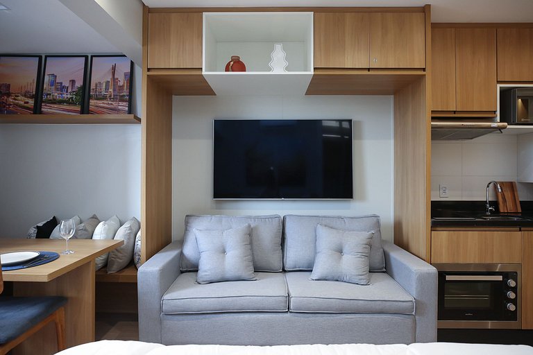 Studio Charmoso com Piscina Rooftop