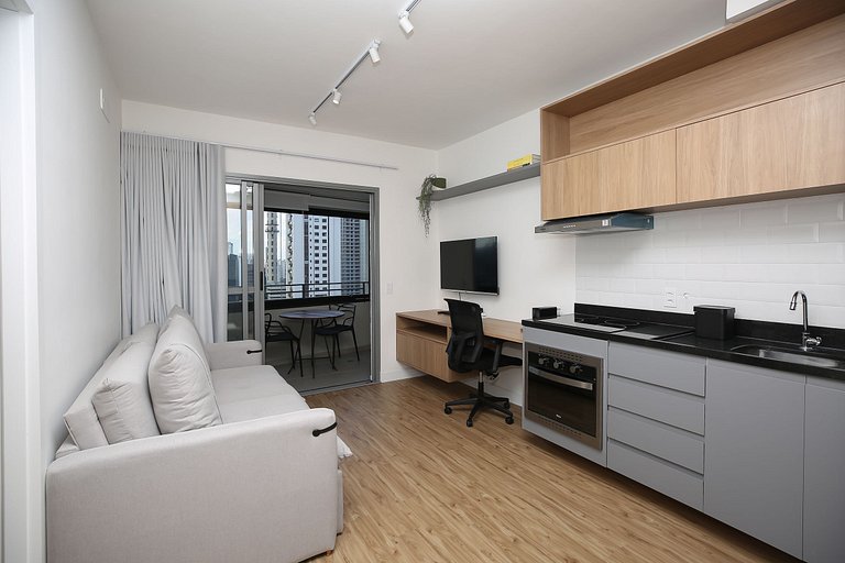 Studio Charmoso com Piscina Rooftop