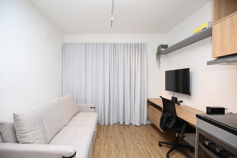 Studio Charmoso com Piscina Rooftop