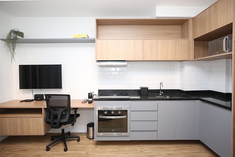 Studio Charmoso com Piscina Rooftop