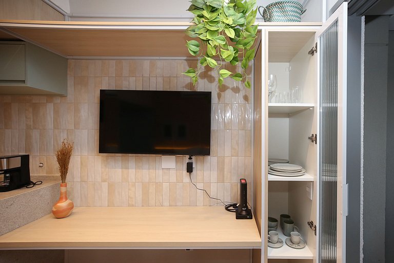 Studio Charmoso com Piscina Rooftop