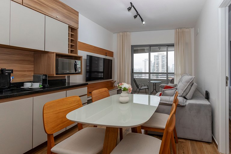 Studio Charmoso com Piscina Rooftop