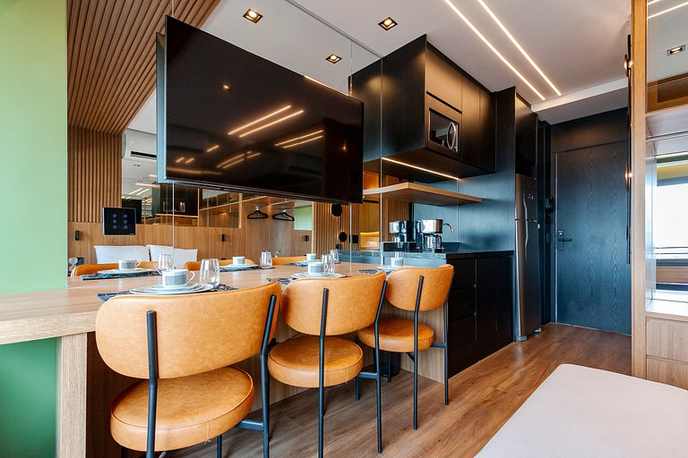 Studio Charmoso com Piscina Rooftop