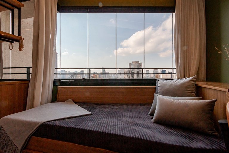 Studio Charmoso com Piscina Rooftop