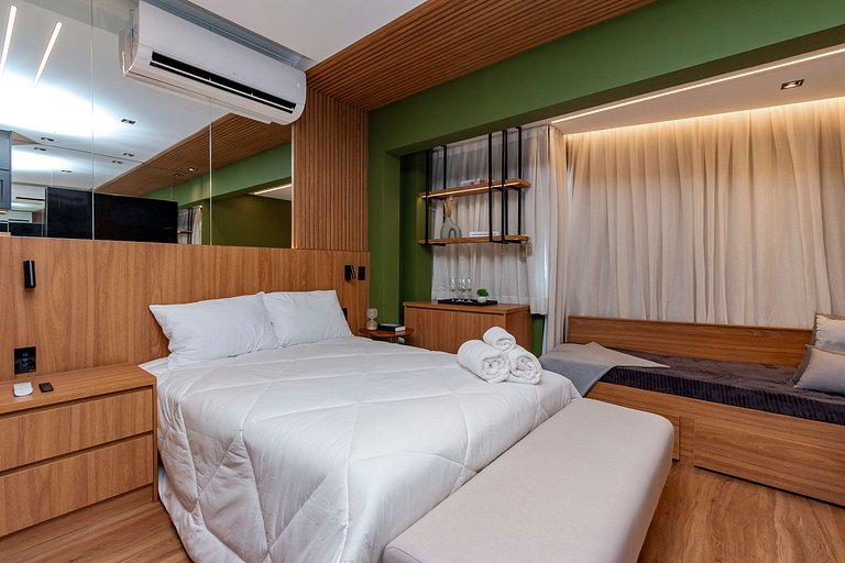 Studio Charmoso com Piscina Rooftop