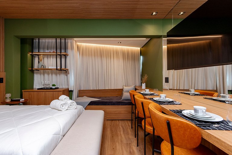 Studio Charmoso com Piscina Rooftop