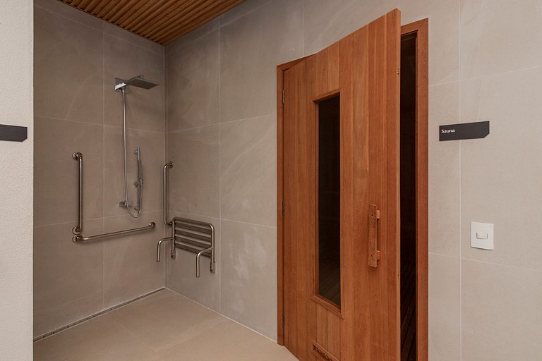 Belo Studio c/ Rooftop, Sauna e Academia