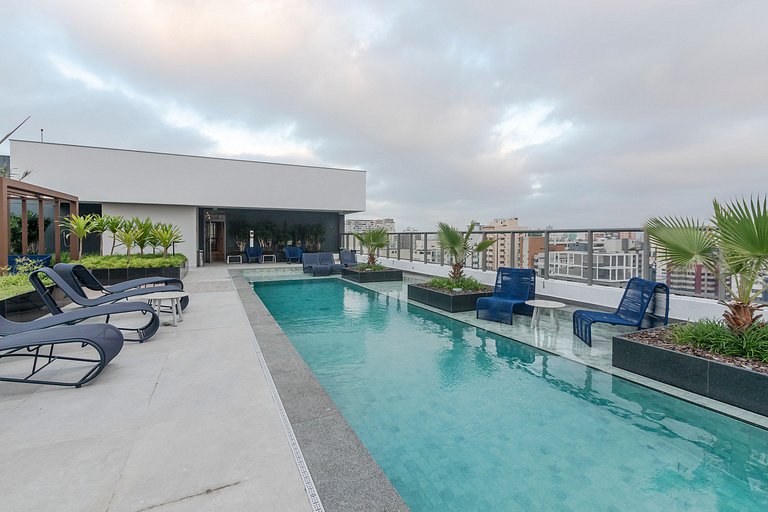 Charmoso Studio c/ Rooftop, Sauna e Academia