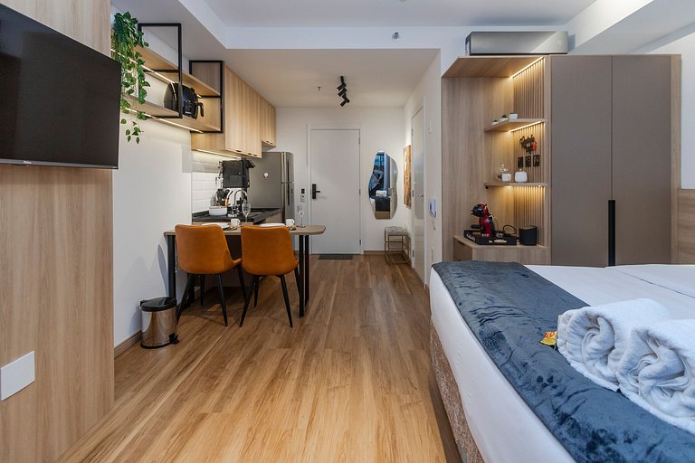 Charmoso Studio c/ Rooftop, Sauna e Academia