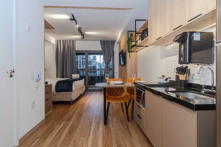 Charmoso Studio c/ Rooftop, Sauna e Academia