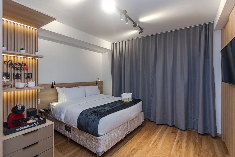 Charmoso Studio c/ Rooftop, Sauna e Academia