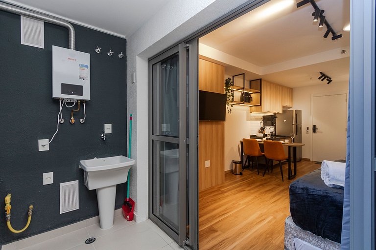 Charmoso Studio c/ Rooftop, Sauna e Academia