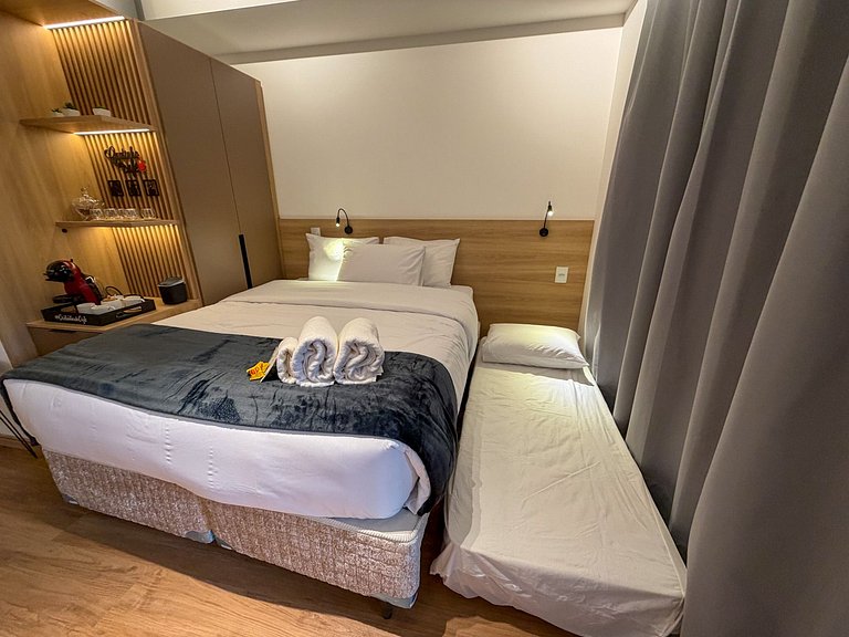 Charmoso Studio c/ Rooftop, Sauna e Academia