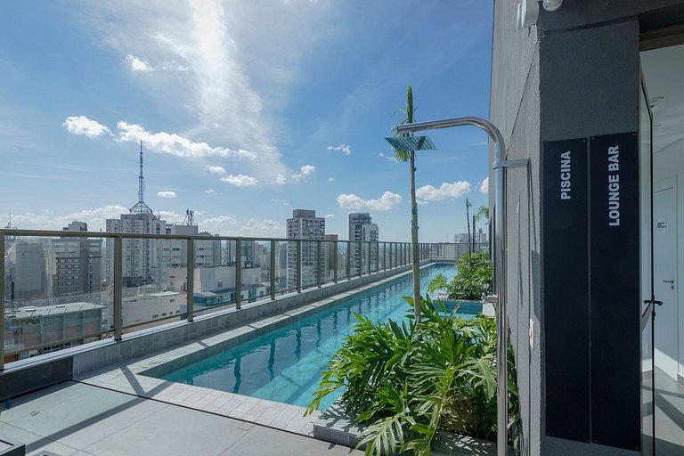 Belo Studio c/ Piscina Rooftop | Ibira e Paulista
