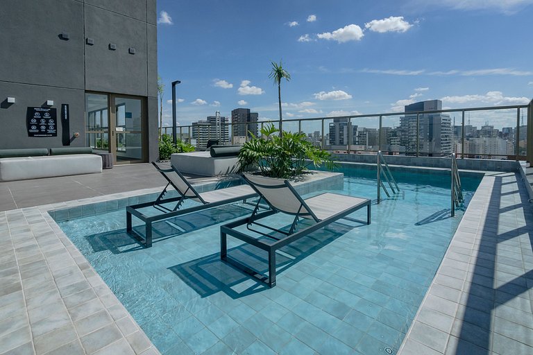 Belo Studio c/ Piscina Rooftop | Ibira e Paulista