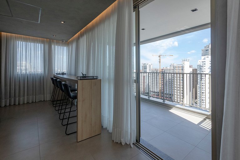Belo Studio c/ Piscina Rooftop | Ibira e Paulista