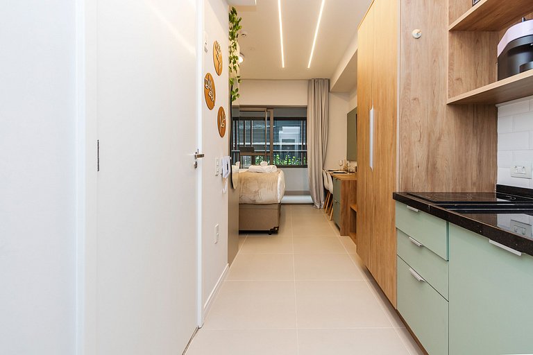 Belo Studio c/ Rooftop, Sauna e Academia